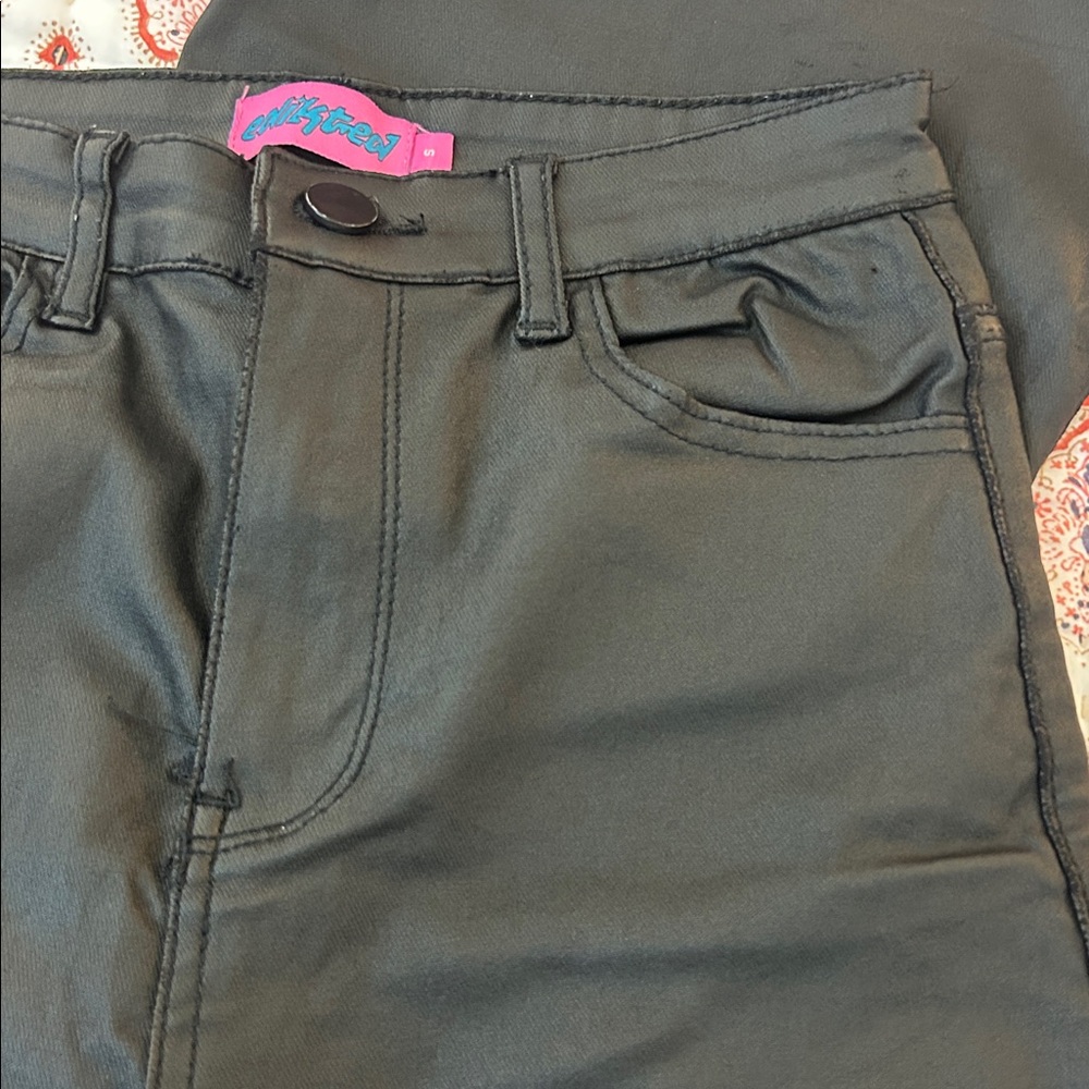 Edikted Black Flare faux leather Pants - Picture 3 of 5